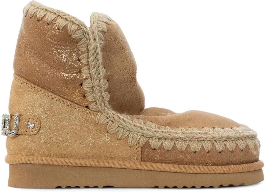 Mou Gehaakte laarzen met verfraaid logo Beige