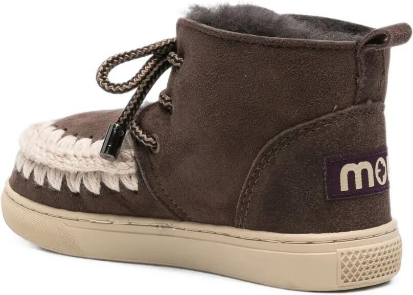 Mou Kids Eskimo crochet-trim suede boots Bruin