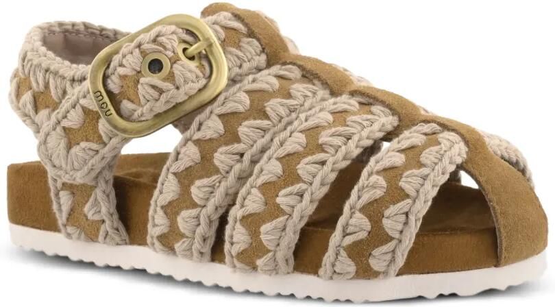 Mou Kids Gehaakte suède sandalen Bruin