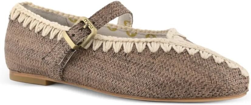 Mou Kids Raffia balletschoenen met gehaakte afwerking Bruin