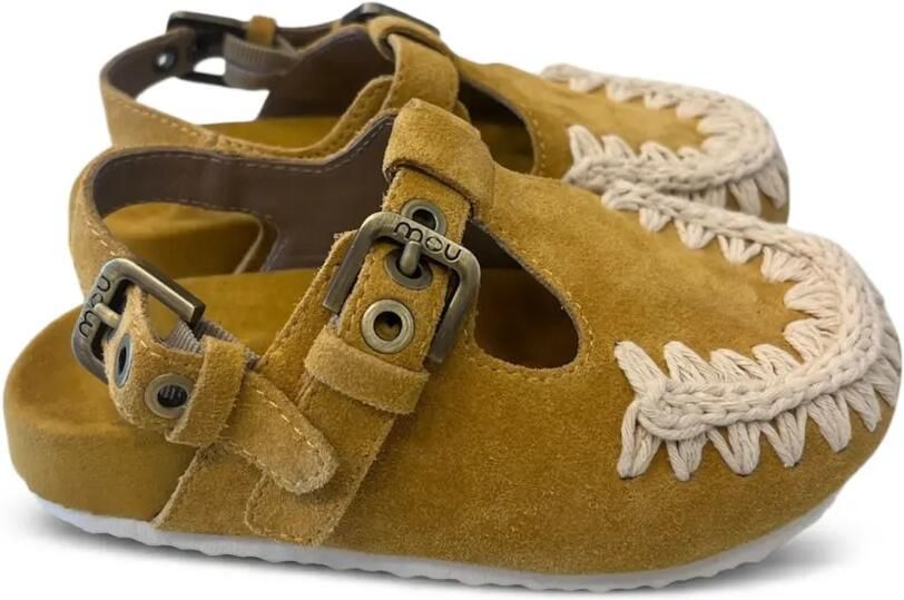 Mou Kids Sandalen met gehaakte afwerking en gesp Beige