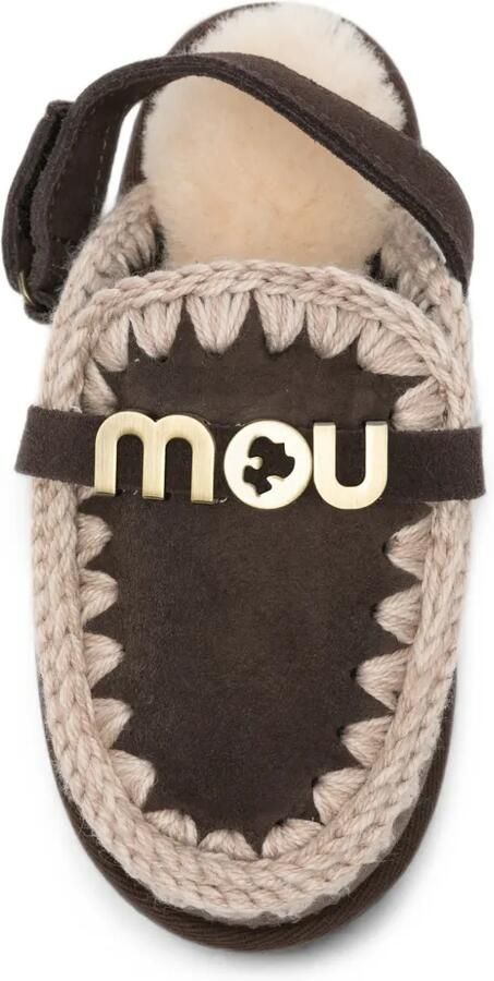 Mou Kids Slippers met gehaakte afwerking en klittenband Bruin - Foto 2