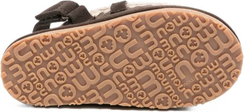 Mou Kids Slippers met gehaakte afwerking en klittenband Bruin - Foto 3