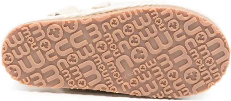 Mou Kids Slippers met gehaakte afwerking en logoplakkaat Beige - Foto 4