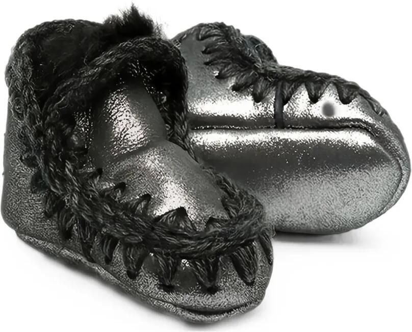 Mou Kids Sneakers met gehaakte afwerking en metallic afwerking Zilver
