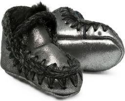 Mou Kids Sneakers met gehaakte afwerking en metallic afwerking Zilver