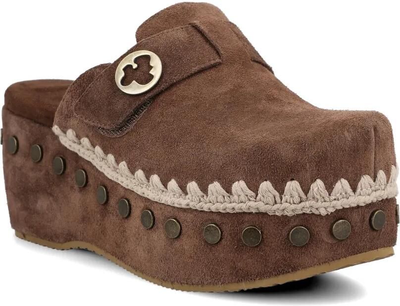 Mou Klompen met logodetail en studs Bruin
