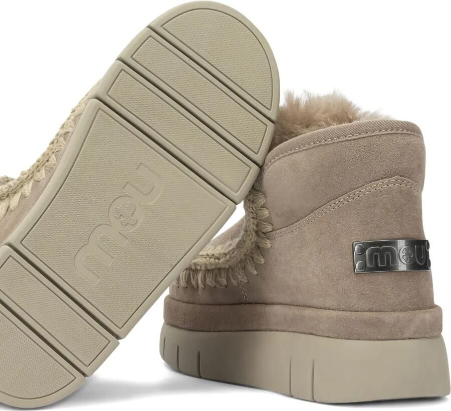 Mou Laarzen met plateauzool en gehaakte afwerking Beige