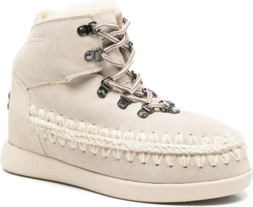 Mou lace-up crochet-stitch boots Beige - Foto 3