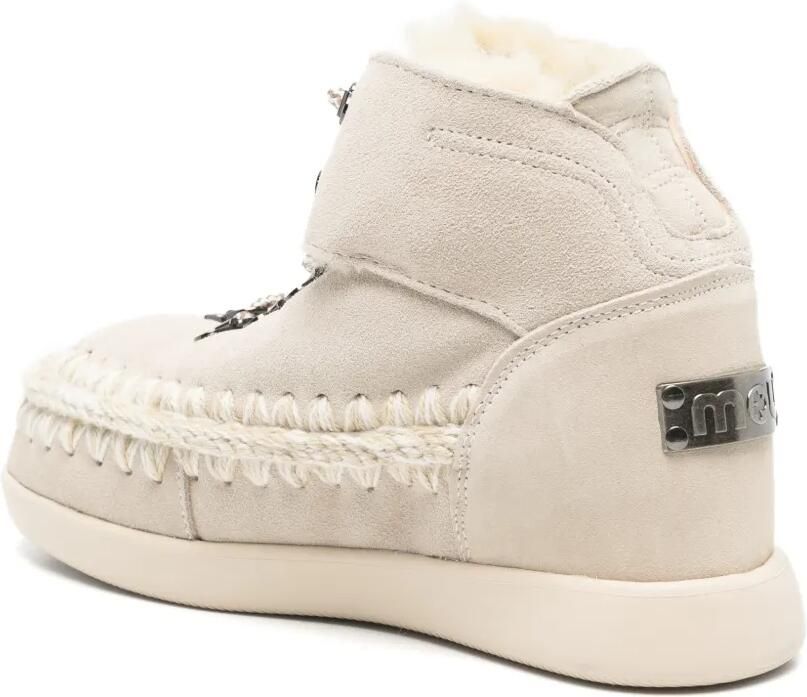 Mou lace-up crochet-stitch boots Beige - Foto 2