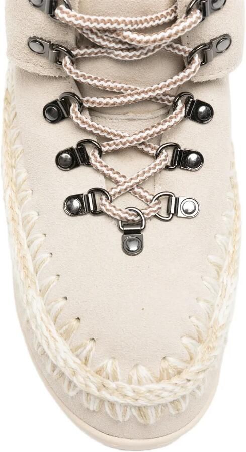 Mou lace-up crochet-stitch boots Beige - Foto 4