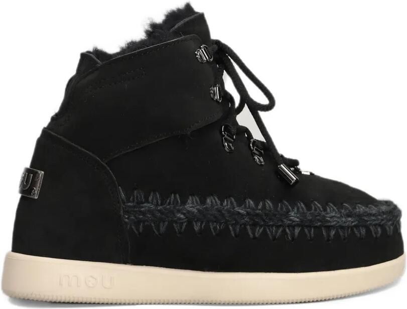 Mou lace-up crochet-trim ankle boots Zwart