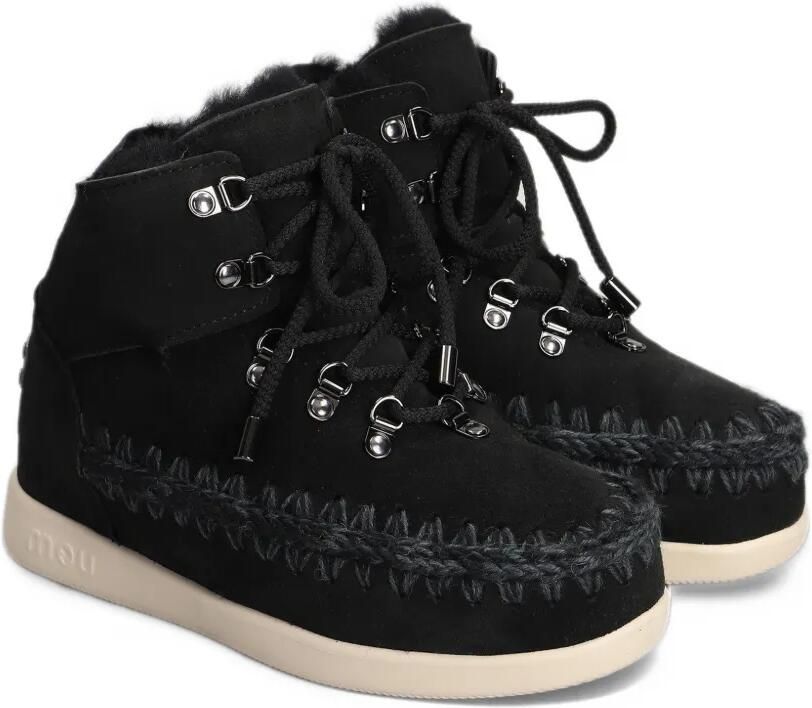 Mou lace-up crochet-trim ankle boots Zwart - Foto 4