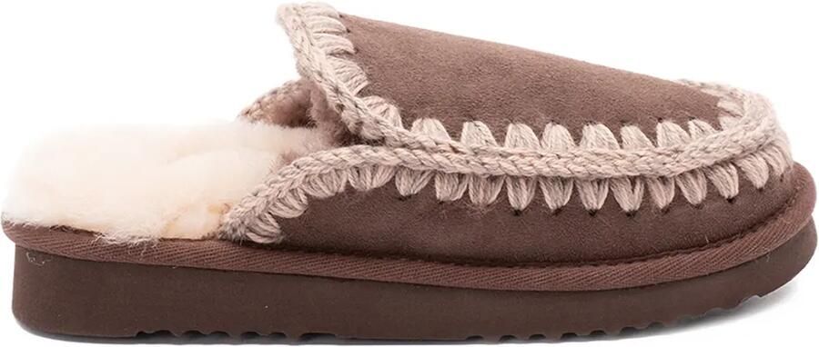 Mou Lammy slippers met gehaakt detail Bruin