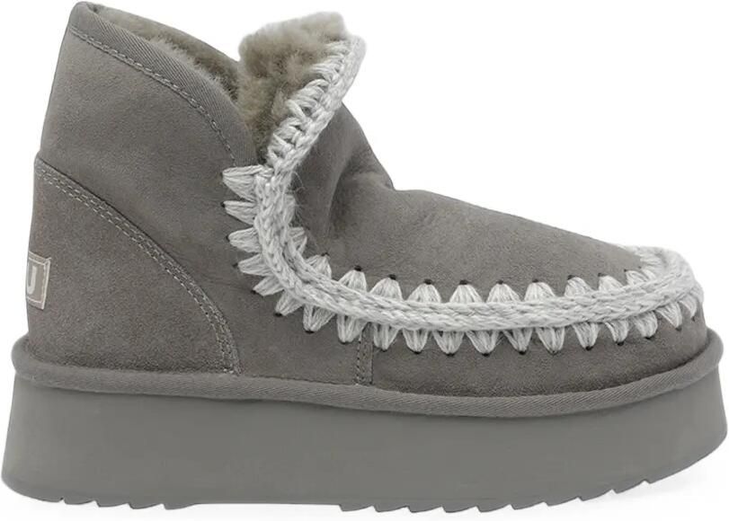 Mou Lammy snowboots met plateauzool en gehaakte afwerking Grijs