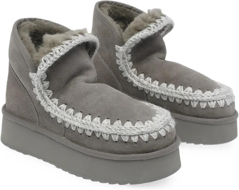 Mou Lammy snowboots met plateauzool en gehaakte afwerking Grijs - Foto 3