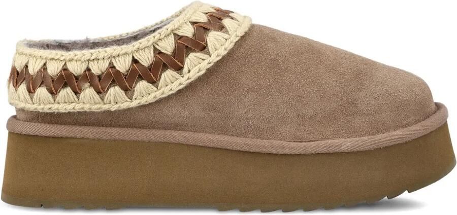 Mou Leren slippers met plateauzool Bruin