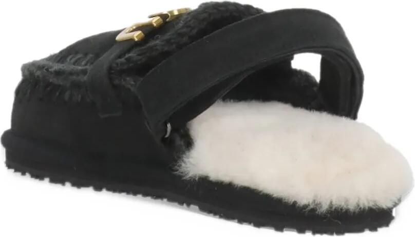 Mou logo-plaque wool-stitch mules Zwart - Foto 5