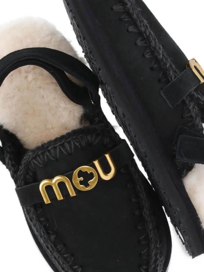 Mou logo-plaque wool-stitch mules Zwart - Foto 2