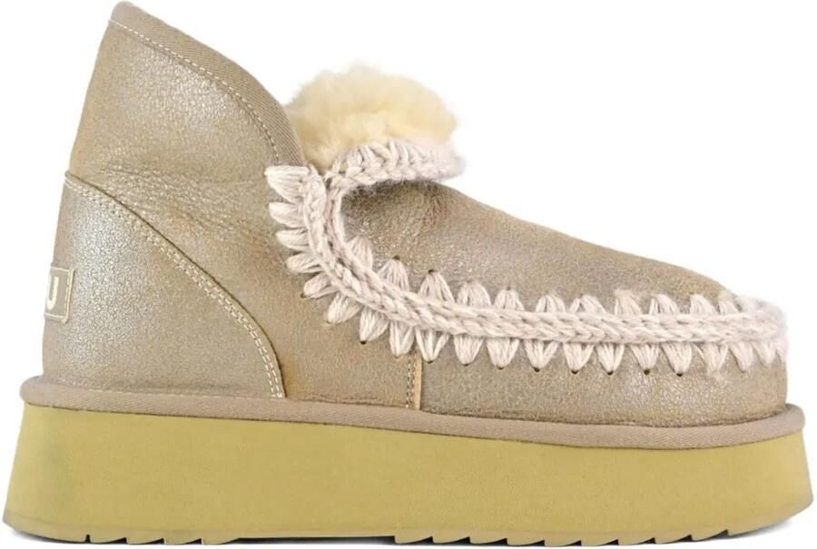 Mou Metallic laarzen met gevlochten afwerking Beige