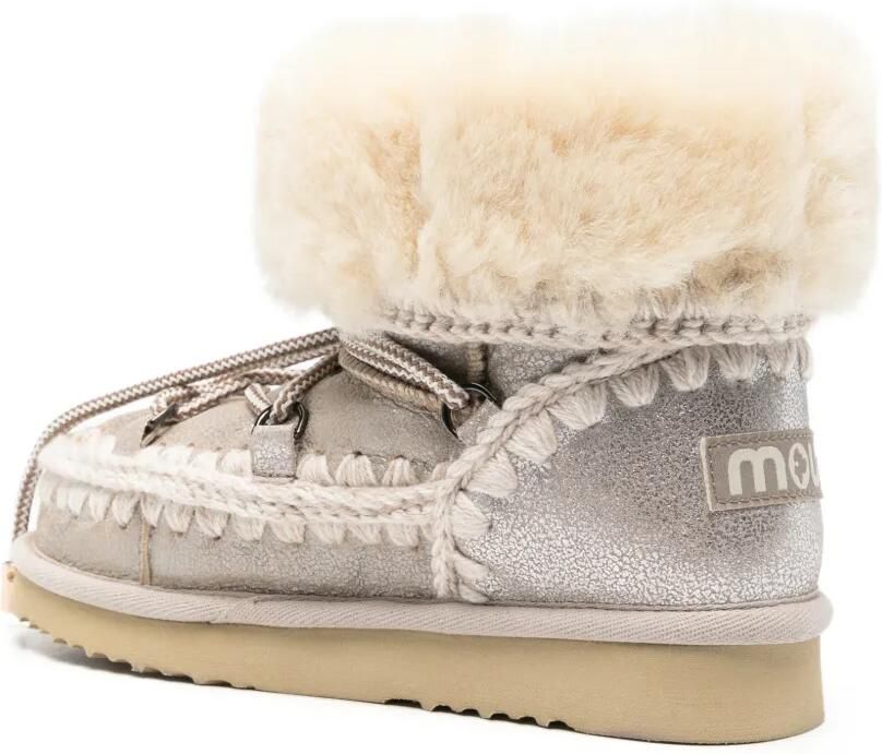Mou Metallic leren enkellaarzen met gehaakte afwerking Zilver - Foto 2