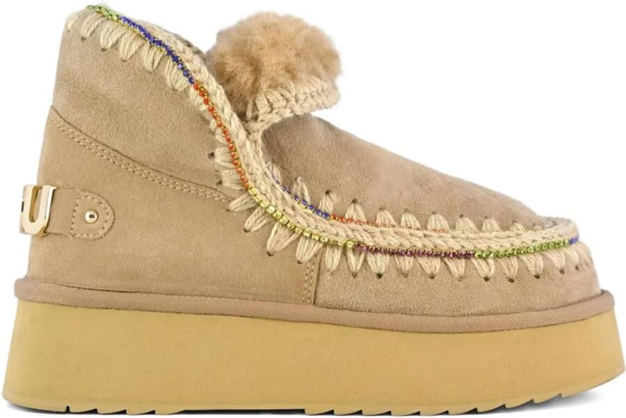 Mou Mini-laarzen met plateauzool Beige