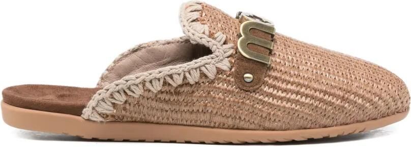 Mou Muiltjes met logoplakkaat Beige