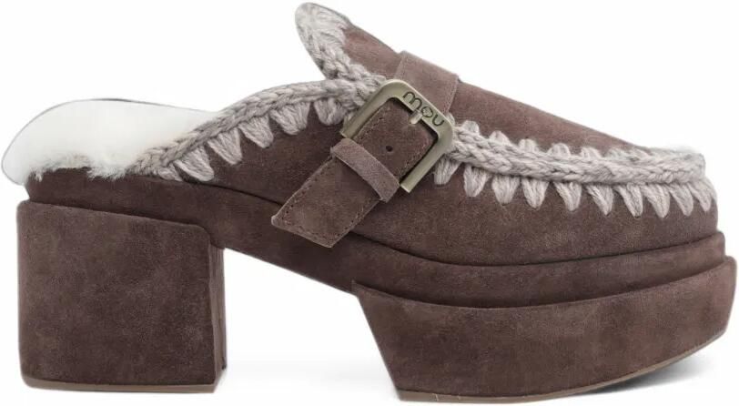 Mou Plataform pumps met plateauzool en gespband Bruin