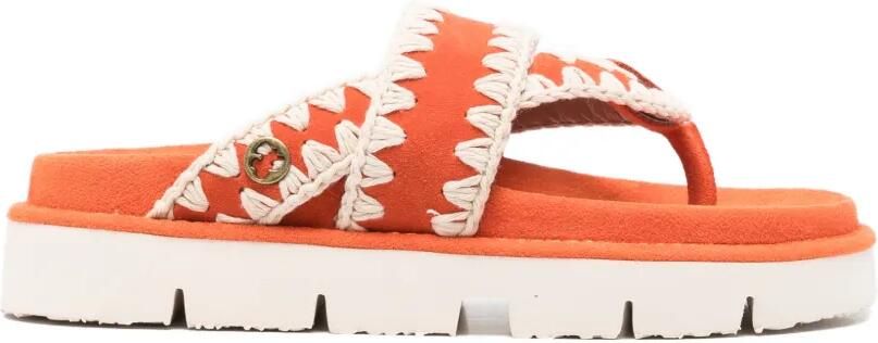 Mou Sandalen met gehaakt detail Oranje