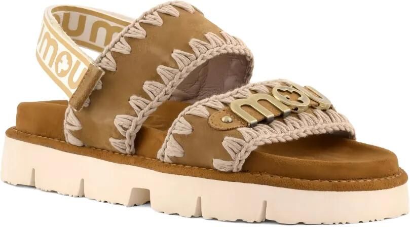 Mou Sandalen met gehaakte afwerking en logoplakkaat Bruin - Foto 4