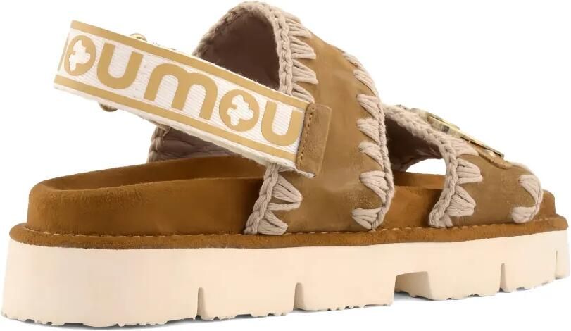 Mou Sandalen met gehaakte afwerking en logoplakkaat Bruin - Foto 3