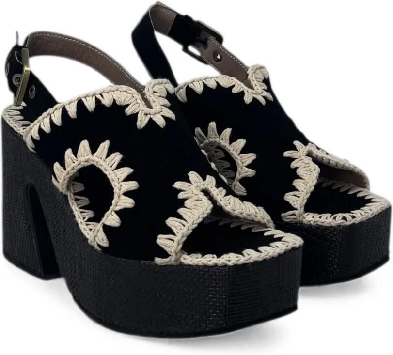 Mou Sandalen met gehaakte plateauzool Zwart - Foto 2