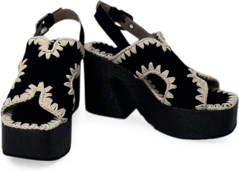 Mou Sandalen met gehaakte plateauzool Zwart - Foto 3