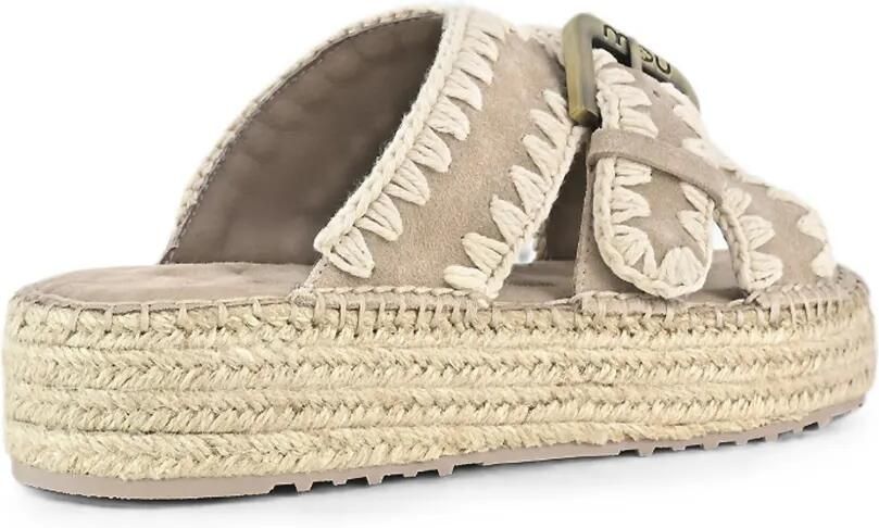 Mou Sandalen met gehaakte stiksels en gesp Beige - Foto 3