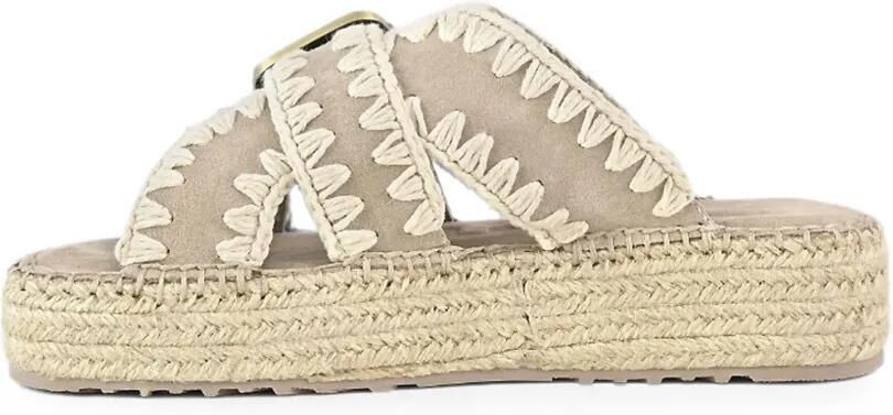 Mou Sandalen met gehaakte stiksels en gesp Beige - Foto 5