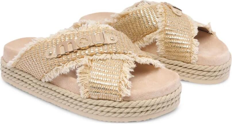 Mou Sandalen met gekruiste bandjes en franje Beige - Foto 3
