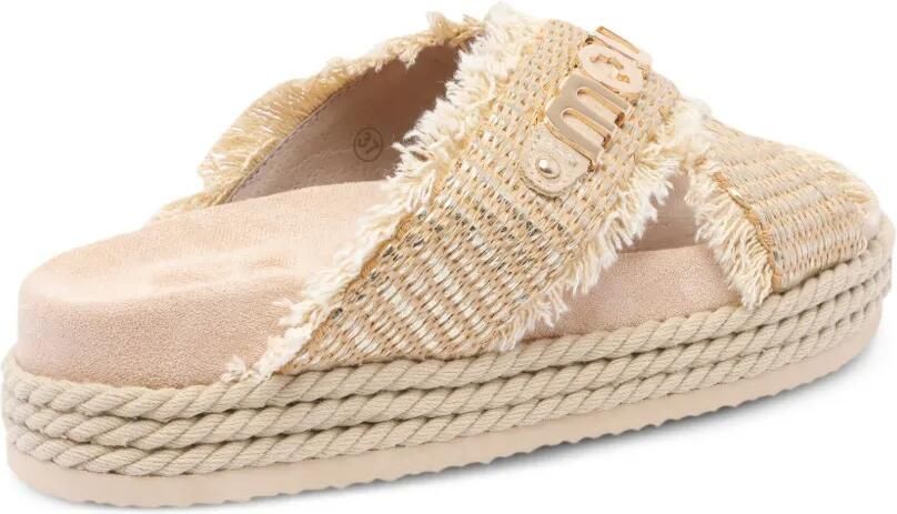Mou Sandalen met gekruiste bandjes en franje Beige - Foto 2