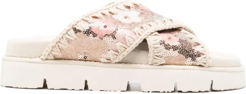 Mou Sandalen verfraaid met pailletten Beige