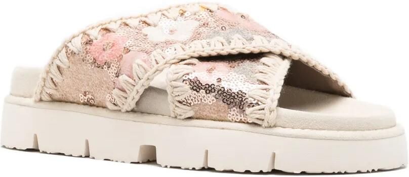 Mou Sandalen verfraaid met pailletten Beige - Foto 4