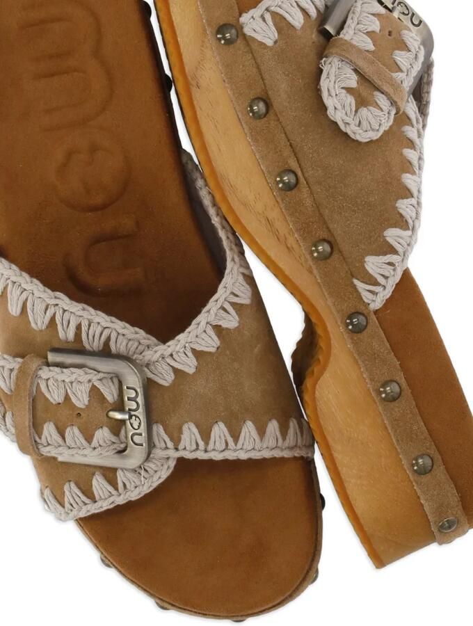 Mou Sandalen verfraaid met studs en gehaakte afwerking Bruin - Foto 2