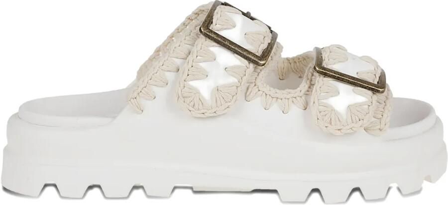 Mou Slippers met dubbele gesp Wit