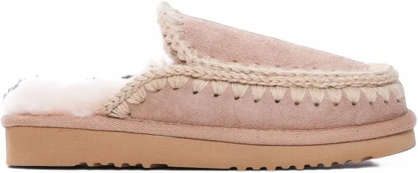 Mou Slippers met gehaakte afwerking en instapmodel Beige