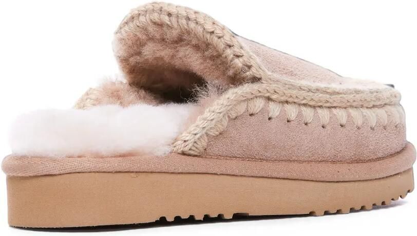 Mou Slippers met gehaakte afwerking en instapmodel Beige - Foto 4
