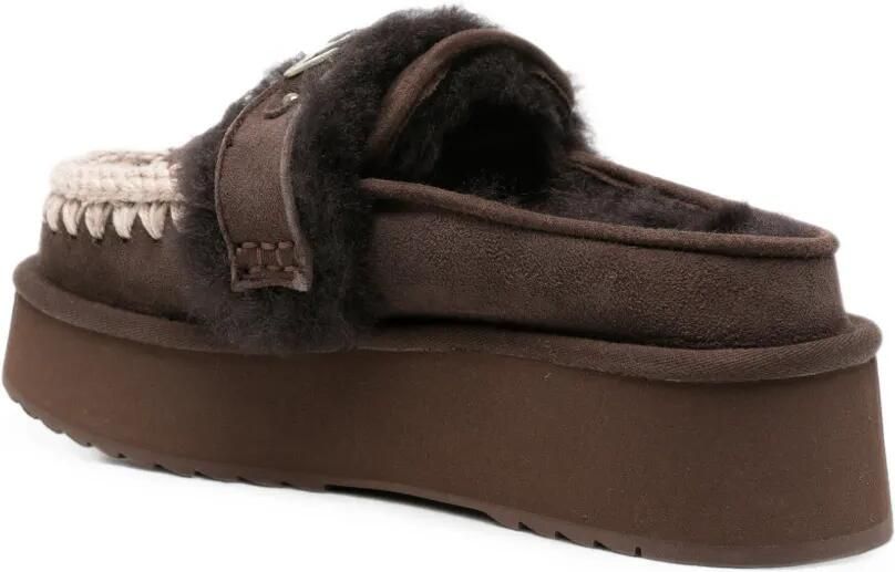 Mou Slippers met gehaakte afwerking en logo-plakkaat Bruin - Foto 2