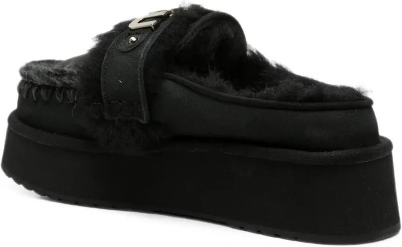 Mou Slippers met gehaakte afwerking en logo-plakkaat Zwart - Foto 2