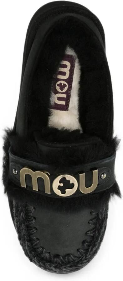 Mou Slippers met gehaakte afwerking en logo-plakkaat Zwart - Foto 4