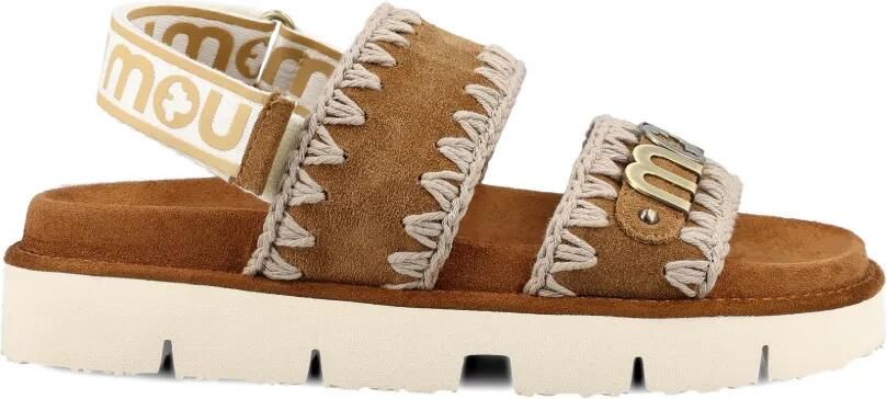 Mou Slippers met logo-applicatie Bruin