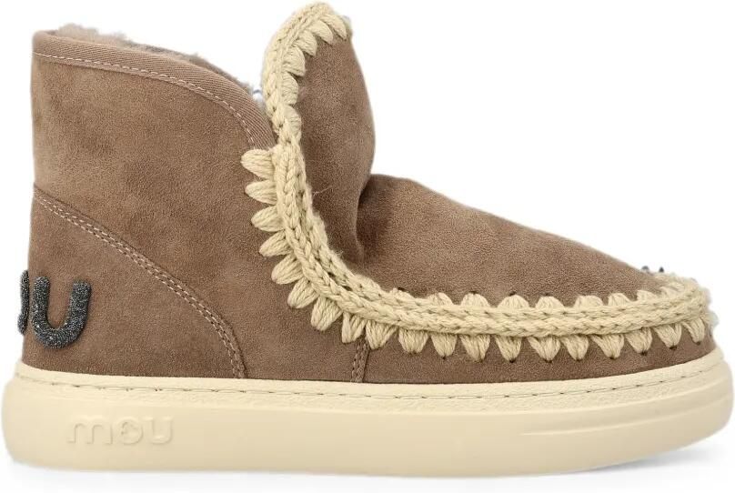 Mou Sneakers met logo met glitters Bruin