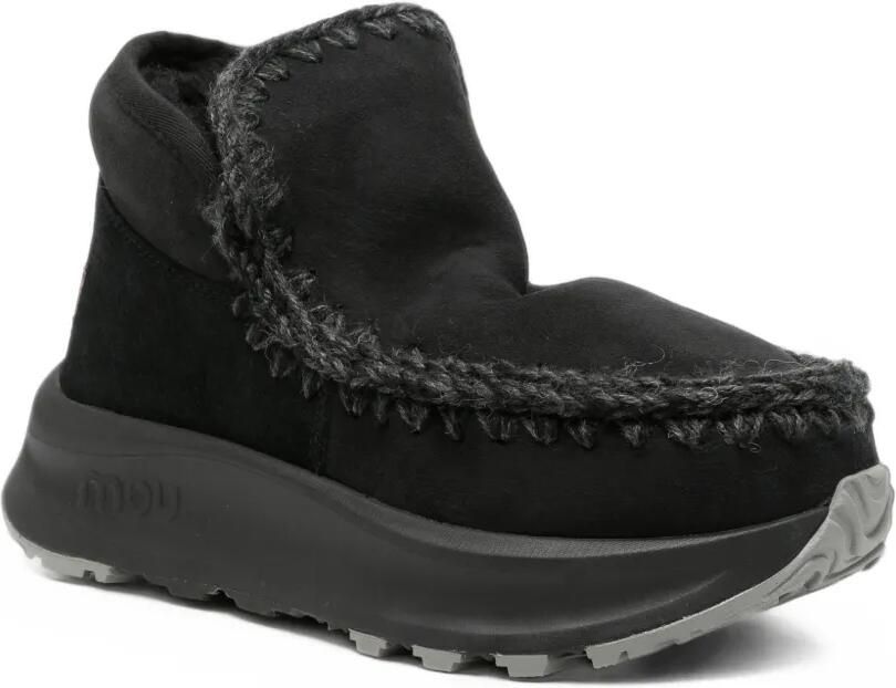 Mou Speed crochet-trim suede ankle boots Zwart