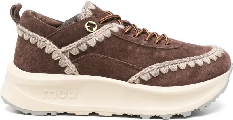 Mou Speed crochet-trim suede sneakers Bruin
